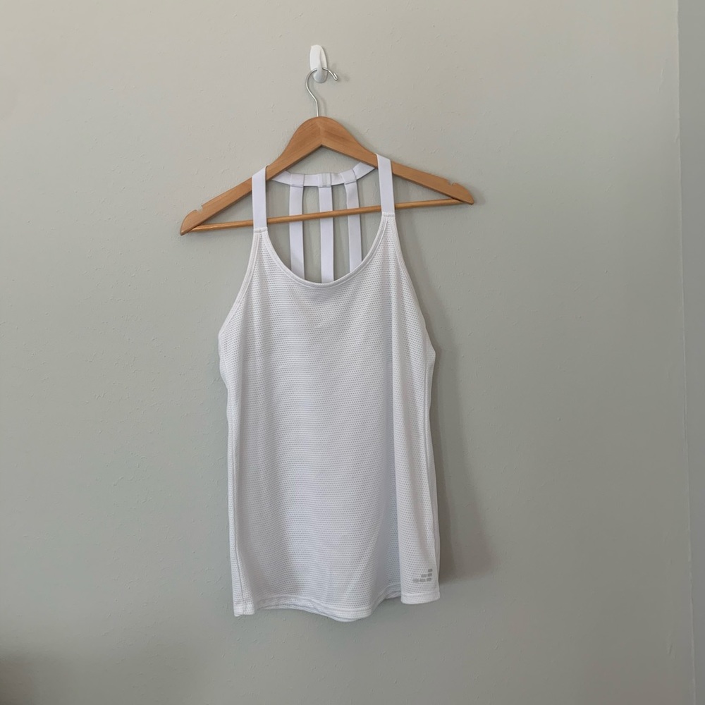 bcg white athletic light reflective tank top